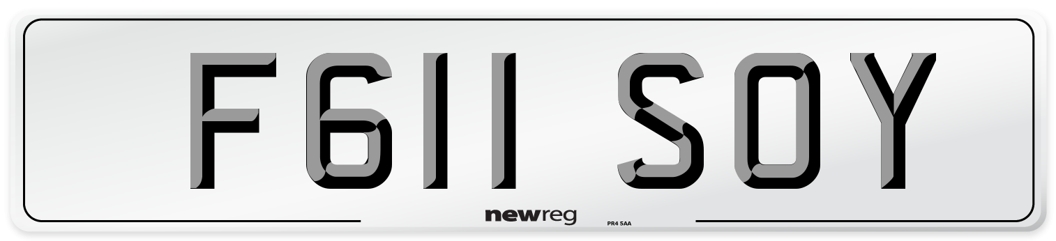 F611 SOY Number Plate from New Reg